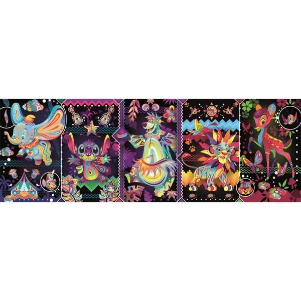 Disney: Neon postavy 1000 dílků panorama puzzle 98x33cm - Clementoni obrázek 2