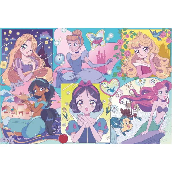 Disney Princezny – Manga kouzlo 2 v 1, 250dílné puzzle a omalovánka 50x35 cm – Lisciani obrázek 2