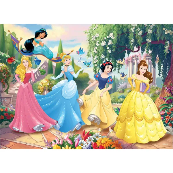 Disney Princezny - Kouzlo pohádkové zahrady 2 v 1 60dílné puzzle a omalovánka 50x35 cm - Lisciani obrázek 2