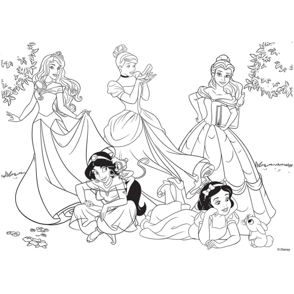 Disney Princezny - Kouzlo pohádkové zahrady 2 v 1 60dílné puzzle a omalovánka 50x35 cm - Lisciani obrázek 3