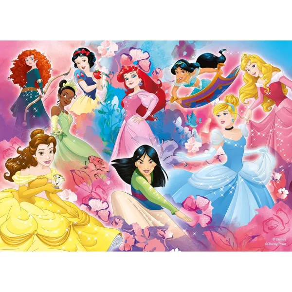 Disney Princezny 2 v 1 2x24dílné maxi puzzle a omalovánky - Lisciani obrázek 2