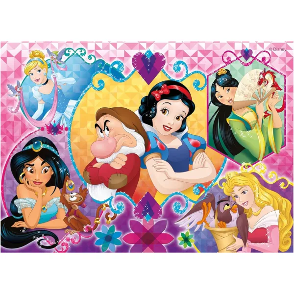 Disney Princezny 2 v 1 2x24dílné maxi puzzle a omalovánky - Lisciani obrázek 3