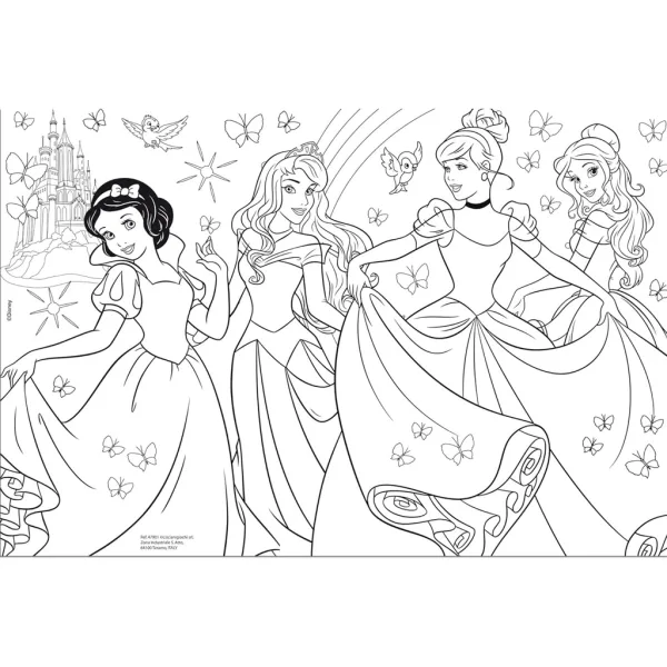 Disney Princezny 2 v 1 60dílné puzzle a omalovánka 50x35cm - Lisciani obrázek 3