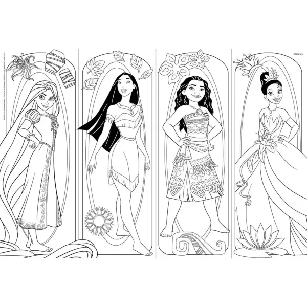 Disney Princezny 2 v 1 maxi puzzle 2x60 dílků a omalovánka 50x35 cm - Lisciani obrázek 3