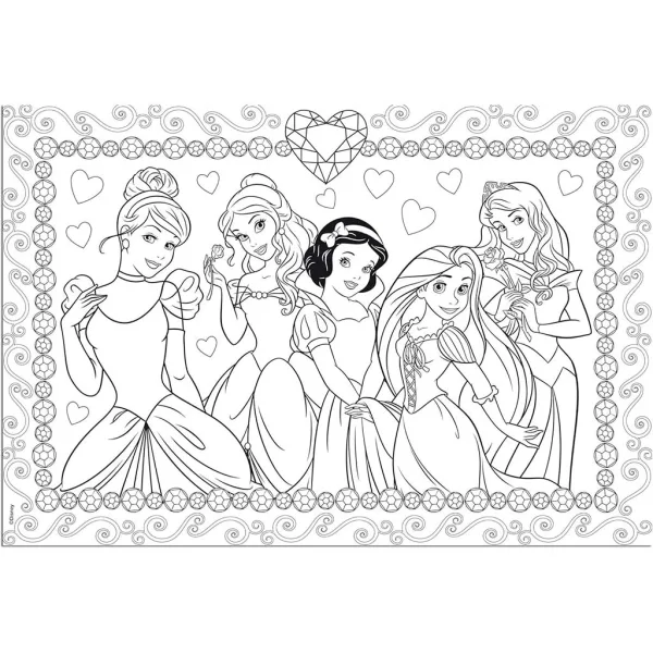 Disney Princezny 2 v 1, puzzle a omalovánka, 108 dílků, 50x35 cm – Lisciani obrázek 2