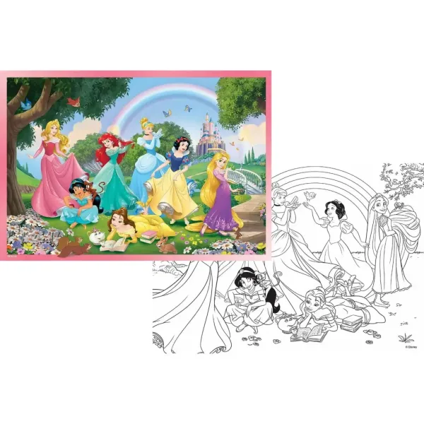 Disney Princezny duha 2 v 1 108dílné puzzle a omalovánka 70x50 cm - Lisciani obrázek 2