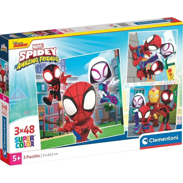 Disney Spidey 3x48 dílků Supercolor puzzle - Clementoni obrázek 1