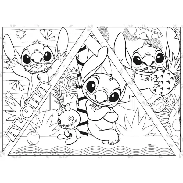 Disney Stitch 2 v 1 maxi puzzle 4x48 dílků a omalovánky 35x25 cm - Lisciani obrázek 5