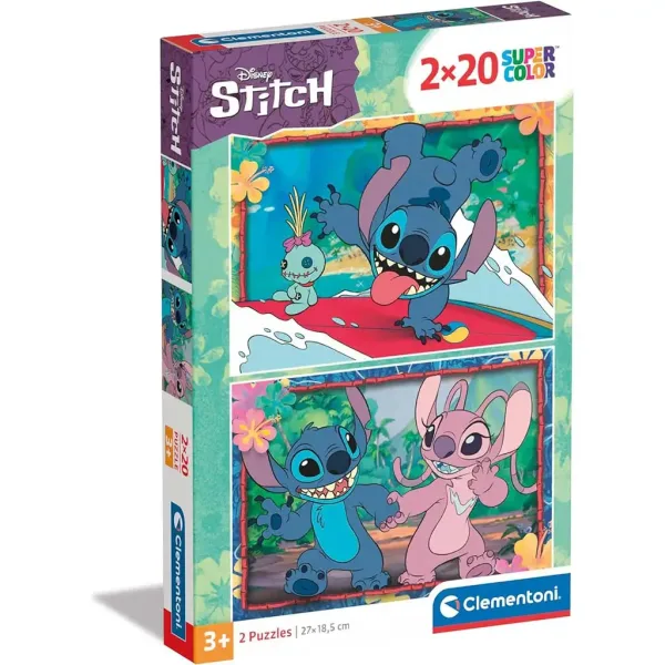 Disney Stitch 2x20 dílků Supercolor puzzle - Clementoni obrázek 1