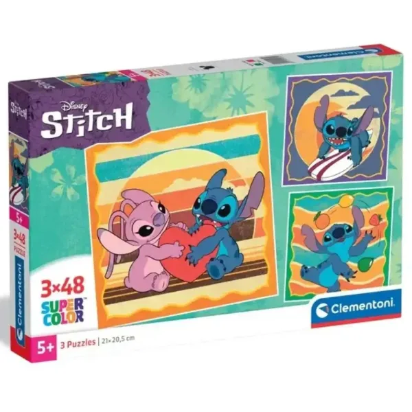 Disney+Stitch a Angel 3x48dílné Supercolor puzzle - Clementoni obrázek 1