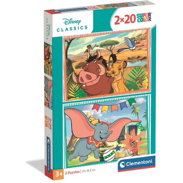 Disney klasiky Lví král a Dumbo 2x20 dílků Supercolor puzzle - Clementoni obrázek 1