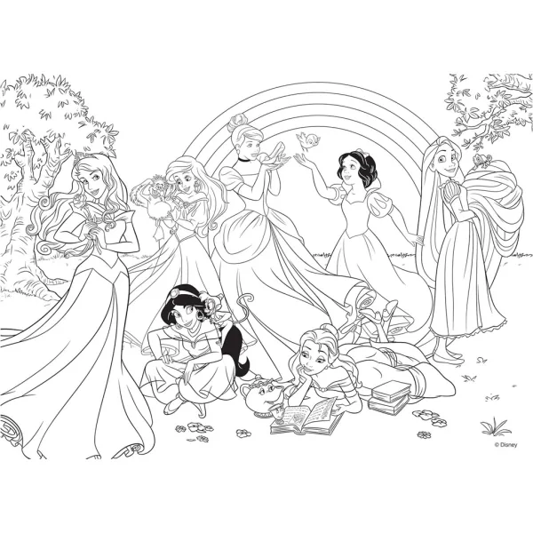 Disney princezny 2 v 1, 24dílné puzzle a omalovánky 50x35 cm - Lisciani obrázek 3