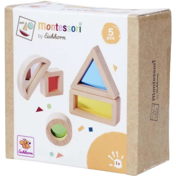 Eichhorn: Dřevěné Montessori barevné tvary s okénky – Senzorický stavební set - Simba Toys obrázek 1