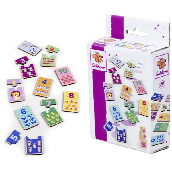 Eichhorn: Dřevěné číslicové puzzle – Zvířecí párovací hra - Simba Toys obrázek 2