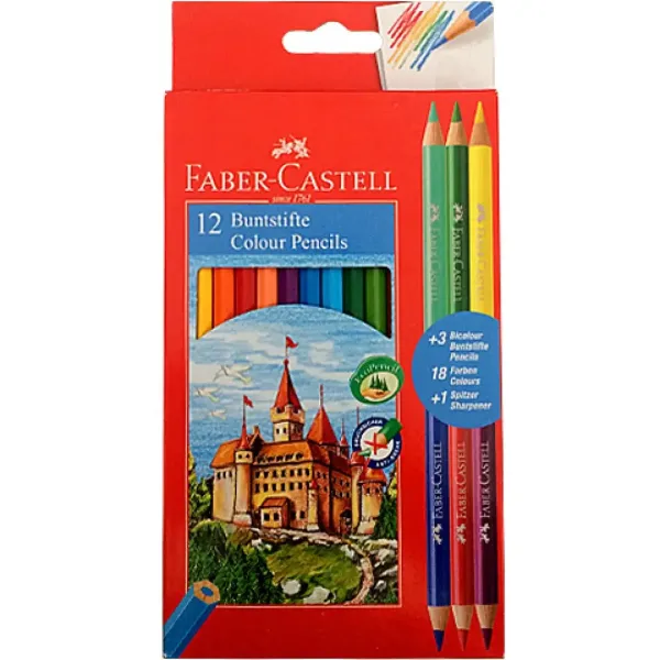 Faber-Castell: Barevné tužky 12ks + 3ks Bicolor obrázek 1