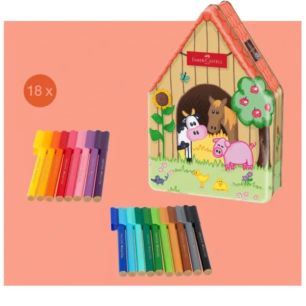 Faber Castell: Sada 18 spojovacích fixů v kovové krabičce s motivem farmy obrázek 2