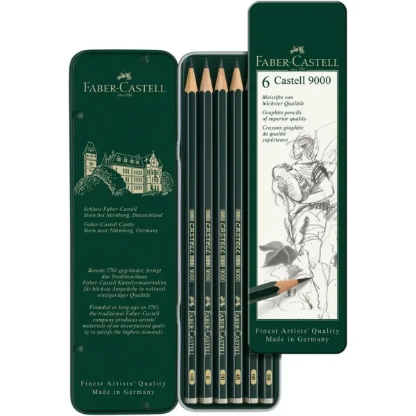 Faber-Castell: Sada grafitových tužek Castell 9000, 6 kusů v kovové krabičce obrázek 2