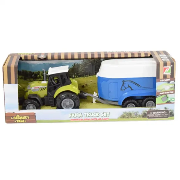 Farm Truck: Traktor s přívěsem na přepravu koní, se světlem a zvukem, 23 cm obrázek 4
