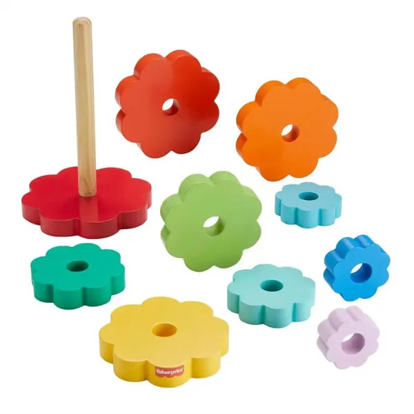 Fisher-Price: Dřevěná pyramida s kroužky - vývojová hračka - Mattel obrázek 3