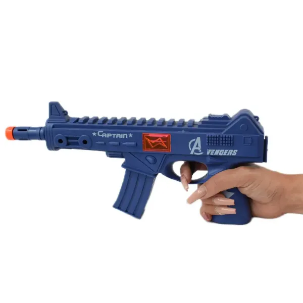 Flint Gun: Modrá vojenská střelná zbraň s funkcí imitace střelby, 30 cm. obrázek 4