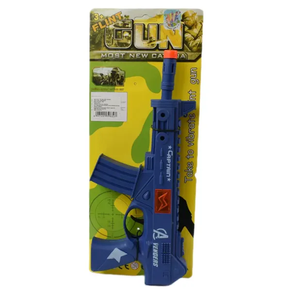 Flint Gun: Modrá vojenská střelná zbraň s funkcí imitace střelby, 30 cm. obrázek 5