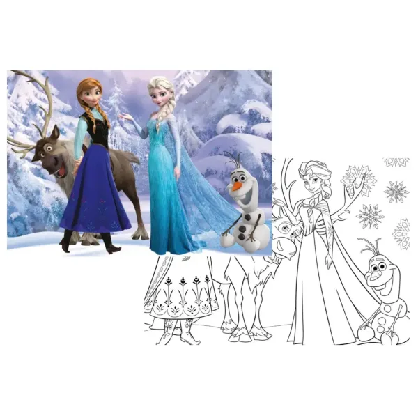 Frozen 2 v 1 – puzzle a omalovánka 108 dílků, 70x50 cm – Lisciani obrázek 2