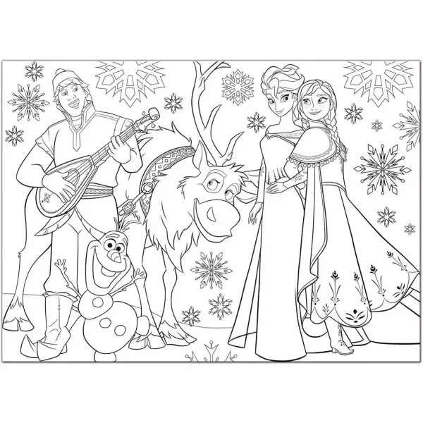Frozen Zábava a hudba 2 v 1, 60dílné maxi puzzle a omalovánka 70x50 cm – Lisciani obrázek 2