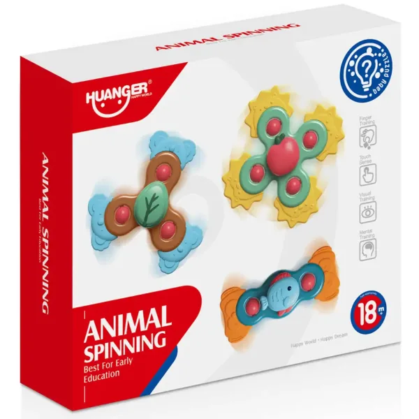 Happy World: Sada 3 zvířecích dovednostních hraček Baby spinner obrázek 5