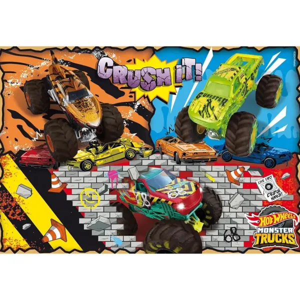 Hot Wheels Monster trucks 2 x 60dílné maxi podlahové puzzle 50x35 cm - Lisciani obrázek 2