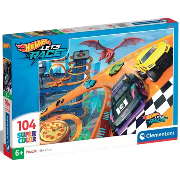 Hot Wheels závod 104dílné supercolor puzzle - Clementoni obrázek 1