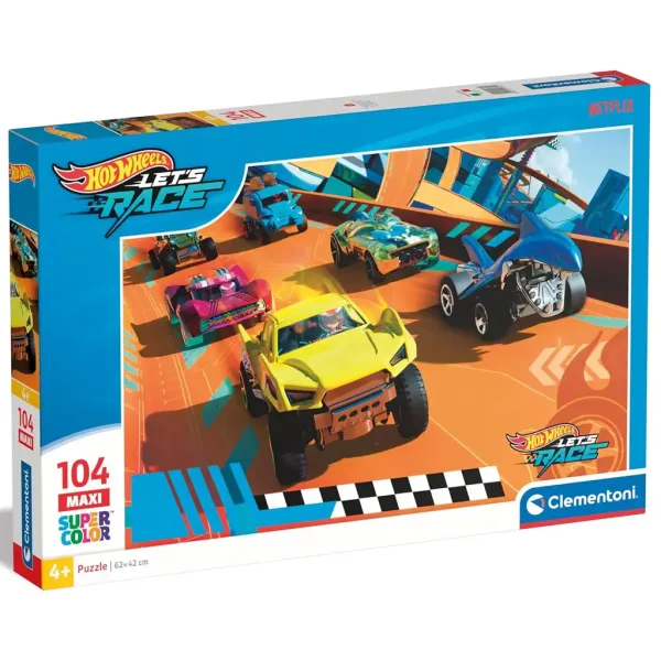 Hot Wheels závodní maxi supercolor puzzle 104 ks - Clementoni obrázek 1
