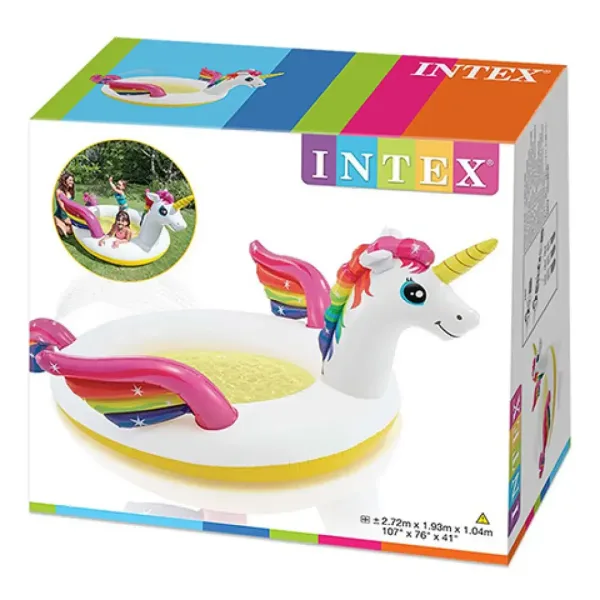 Intex: Dětský bazén s postřikovačem jednorožce 272x193x104cm obrázek 4