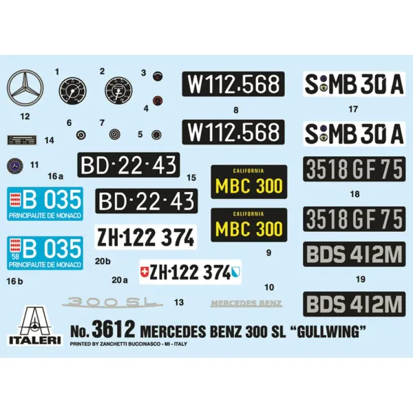 Italeri 1/16 Mercedes-Benz 300SL Gullwing auto model obrázek 2