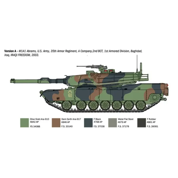 Italeri 1/35 M1A1 Abrams tank model obrázek 3