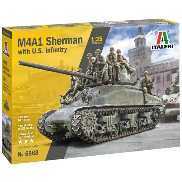 Italeri 1/35 M4A1 SHERMAN tank s americkou posádkou model obrázek 9