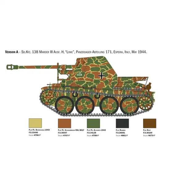 Italeri 1/35 Marder III Ausf. H Sd.Kfz.138 model tank obrázek 3