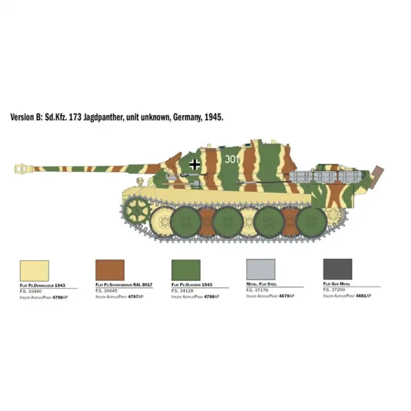 Italeri 1/35 Sd.Kfz.173 Jagdpanther tank s posádkou v zimních uniformách model obrázek 3