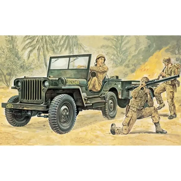 Italeri 1/35 Willys MB vojenský Jeep s přívěsem model vozidla obrázek 7