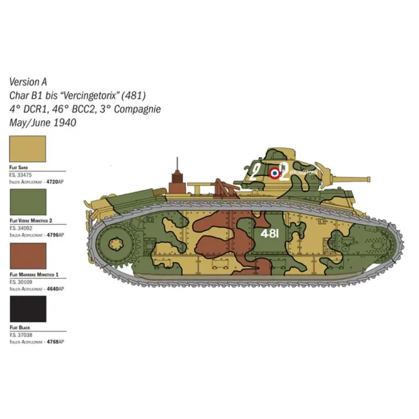 Italeri 1/56 Char B1 Bis tank model obrázek 3