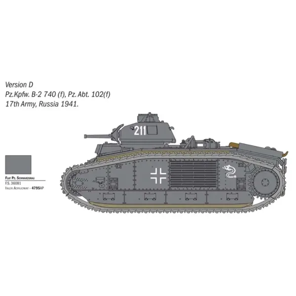 Italeri 1/56 Char B1 Bis tank model obrázek 4