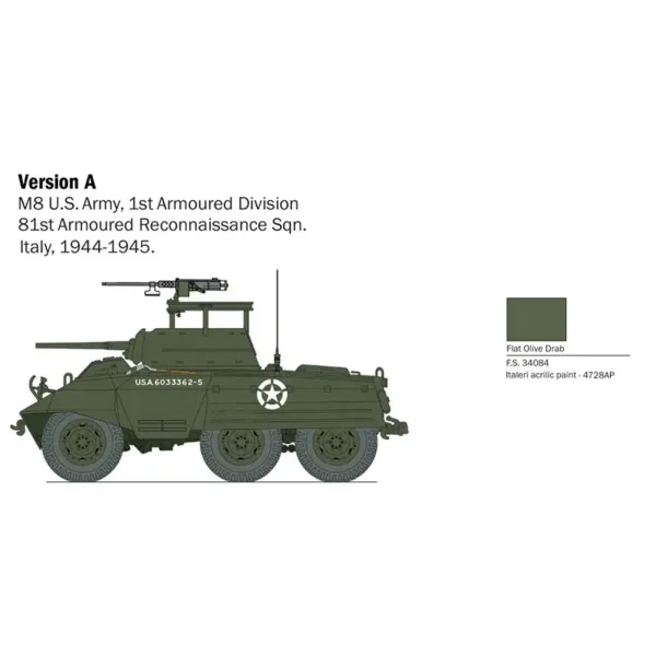 Italeri 1/56 M8/M20 model tank obrázek 3