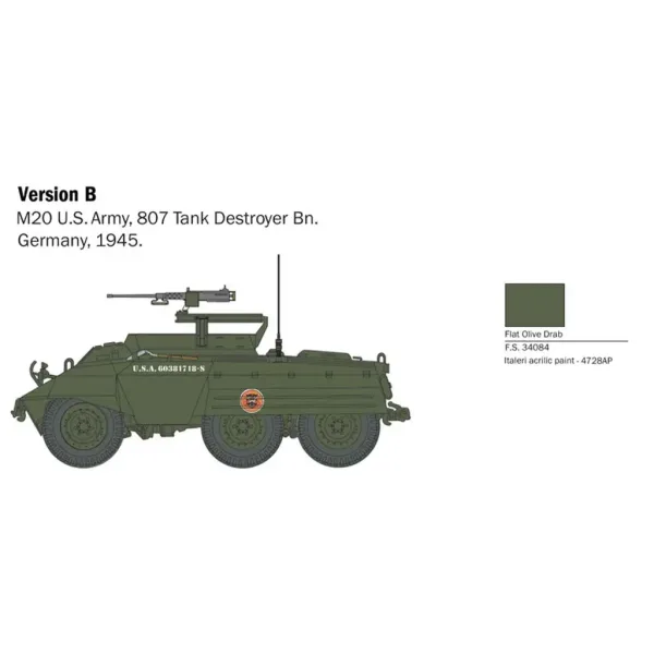 Italeri 1/56 M8/M20 model tank obrázek 4
