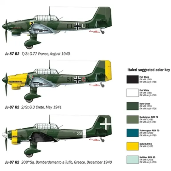 Italeri 1/72 Ju-87 B2/R2 Stuka střemhlavý bombardér model letadla obrázek 3
