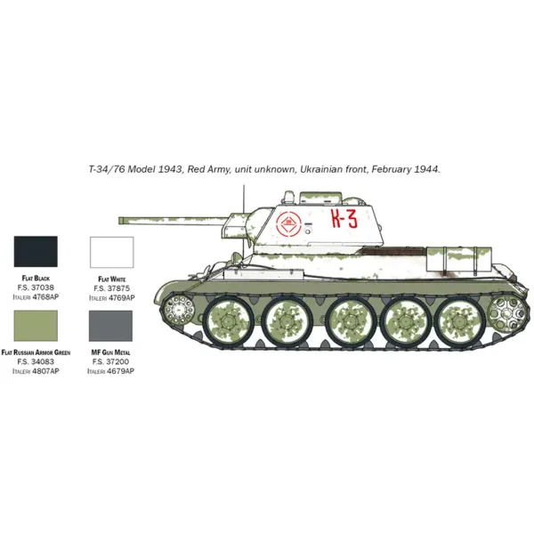 Italeri 1/72 T-34/76 Model 1943 tankový model obrázek 4