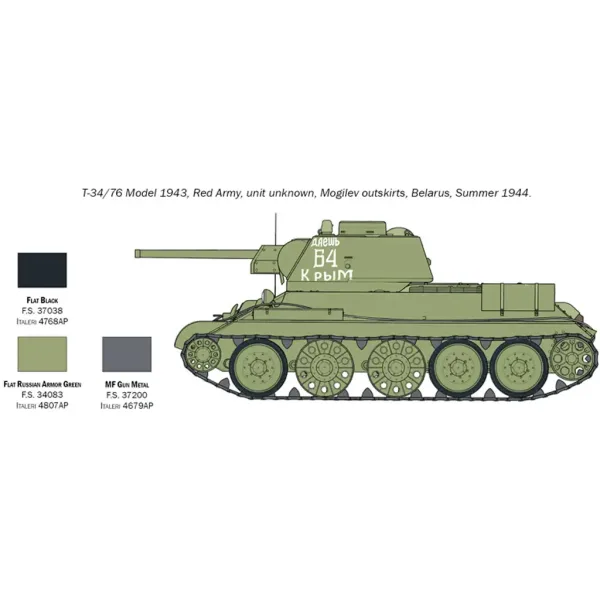 Italeri 1/72 T-34/76 Model 1943 tankový model obrázek 5
