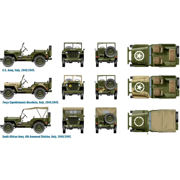 Italeri 1/72 Willys Jeep 1/4 ton 4x4 vojenská vozidla 2ks modelová sada obrázek 3