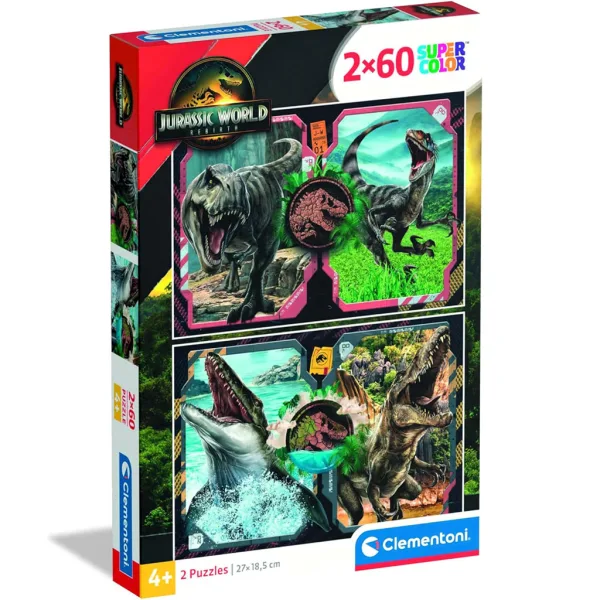 Jurassic World Znovuzrození 2x60dílné Supercolor puzzle - Clementoni obrázek 1