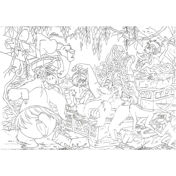 Kniha džunglí 2 v 1 108dílné puzzle a omalovánky 50x35cm - Lisciani obrázek 3