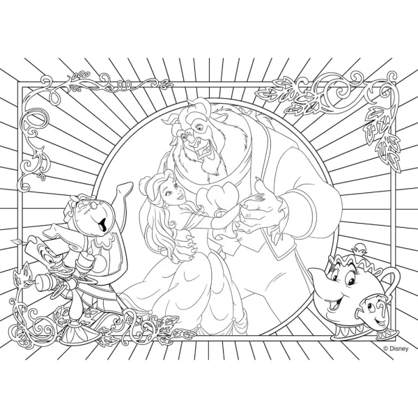 Kráska a zvíře 2 v 1 puzzle a omalovánky, 108 dílků, 50x35 cm – Lisciani obrázek 3