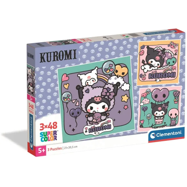 Kuromi 3×48 dílků Super Color puzzle - Clementoni obrázek 1